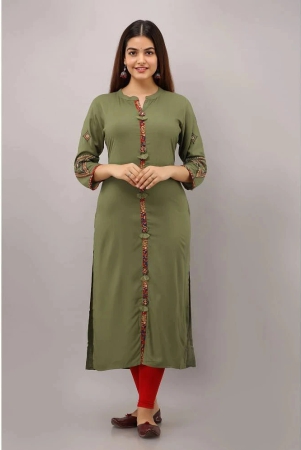 preksha-olive-rayon-womens-front-slit-kurti-pack-of-1-none