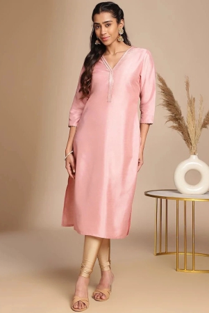 janasya-silk-blend-solid-straight-womens-kurti-pink-pack-of-1-none