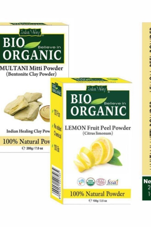 Indus Valley Multani Mitti and Lemon Peel Powder for Natural Glowing Skin Combo Pack