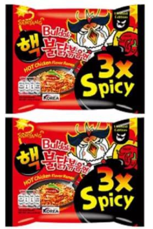 Samyang 3x Spicy Hot Chicken Flavour Instant Korean Noodles - 140 gm* 2 Pack (Pack of 2)