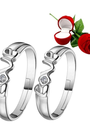 silver-plated-adjustable-couple-rings-set-for-lovers-ring-with-1-piece-red-rose-gift-box-for-men-and-women-none