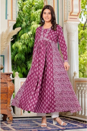 vbuyz-cotton-printed-anarkali-womens-kurti-lavender-pack-of-1-none