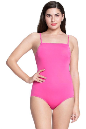 amante-nylon-pink-one-piece-swimsuit-without-skirt-none