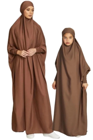 mother-and-daughter-matching-full-length-jilbab-abaya-coffee-brown-with-noise-pc-l-adultmother-m-medium-5-6-years-dark-green