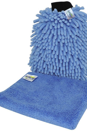 softspun-softspun-microfiber-chenille-single-side-gloves-1700-gsm-with-towel-380-gsm-2-piece-combo-multicolour-multi-purpose-super-absorbent-and-perfect-wash-clean-with-lint-scratch-free