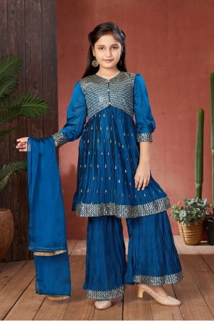 aarika-teal-georgette-girls-kurta-and-sharara-set-pack-of-1-none