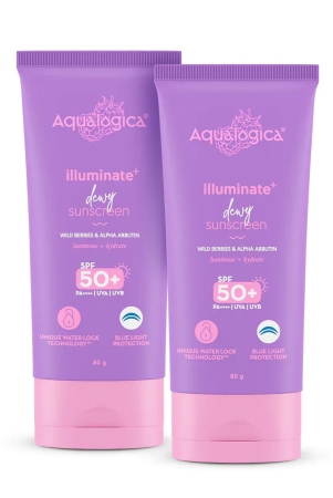 Illuminate+ Dewy Sunscreen SPF 50+ PA++++  with Wild Berries & Alpha Arbutin -  80 g (Pack of 2)