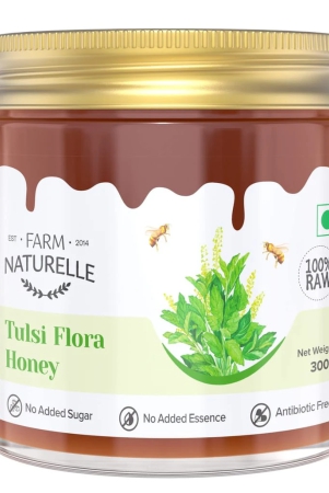 farm-naturelle-tulsi-forest-flower-wild-honey-300gm100-pure-honey-raw-unfilteredunprocessedlab-tested-honey-in-glass-jar-with-engraved-virgin-wooden-spoon