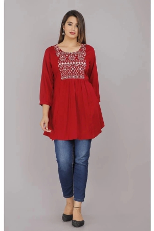 highlight-fashion-export-red-rayon-womens-flared-kurti-pack-of-1-none