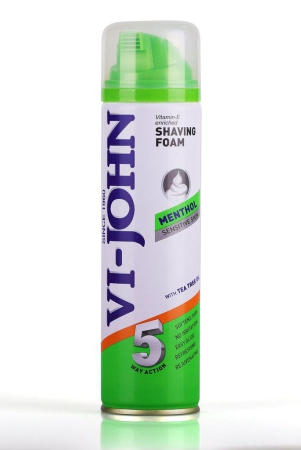VI-JOHN Classic Menthol Shave Foam For Sensitive Skin With Tea Tree Oil & Vitamin E - 200ML
