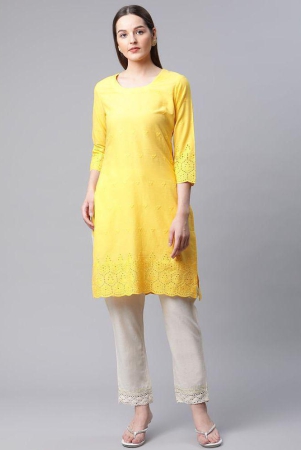 amiras-indian-ethnicwear-yellow-a-line-cotton-womens-stitched-salwar-suit-pack-of-1-none