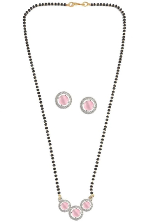 Jewar Mandi - Pink Mangalsutra Set ( Pack of 1 ) - Pink