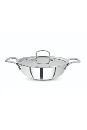 vec-triply-stainless-steel-kadhai-with-steel-lid-dia-22-cm-gas-electric-and-induction-stove-friendly-size-20cm-thickness-25mm