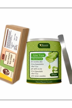 kuraiy-aloevera-wax-for-smooth-hair-removal-800gm-aloevera-extracts-40-wax-strips-1-steel-knife