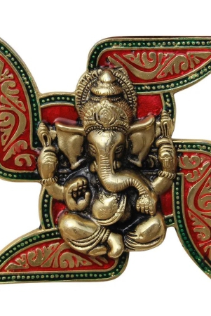 Metal Wall hanging Ganesha Placed On Swastik decorative showpiece