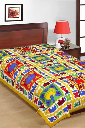 uniqchoice-100-yellow-cotton-jaipuri-traditonal-single-bed-sheet