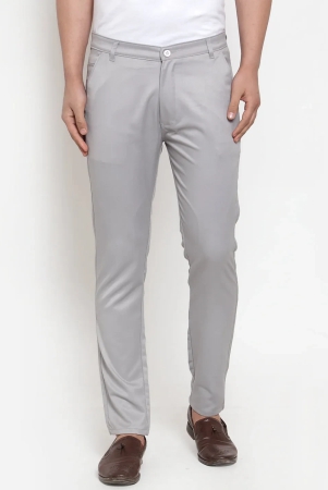 Indian Needle Mens Grey Solid Formal Trousers-34 / Grey