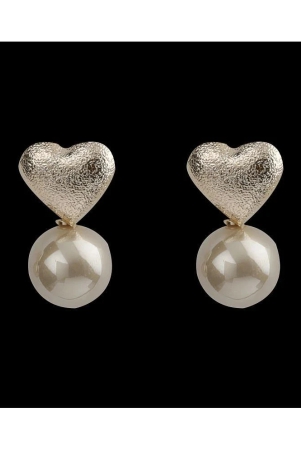 silver-shine-lovely-gold-simple-polished-heart-design-with-pearl-stud-earring-for-girls-and-women-golden