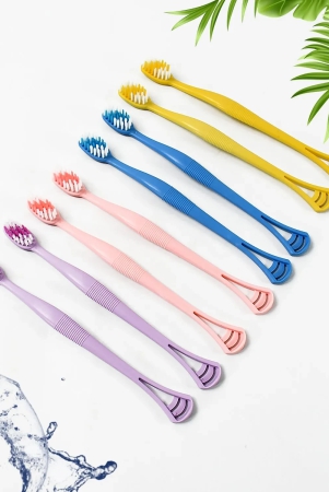 12814 2-in-1 Tooth Brush with Tongue Scraper, Soft Bristle & Long Handle (8Pcs) Soft Toothbrush