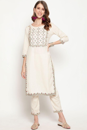 antaran-cotton-embroidered-kurti-with-pants-womens-stitched-salwar-suit-white-pack-of-2-none