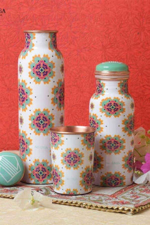 festive-white-print-copper-bottle-2-bottles-and-1-glass