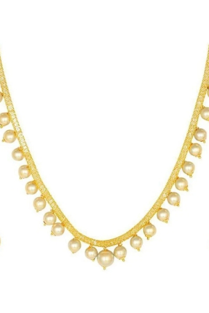 Farid Enterprises - Gold Brass Necklace Set ( Pack of 1 ) - Gold