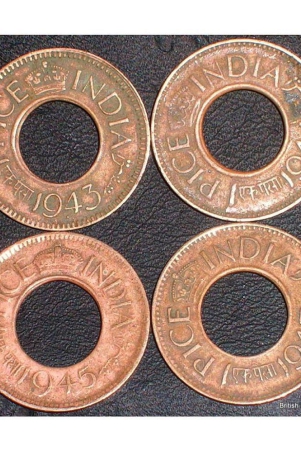 padmavathi-enterprises-one-pice-hole-copper-coin-1943-1944-1945-1947-one-pice-total-4-coins-multi