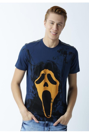 Huetrap cotton Navy Blue Printed T-Shirt Single Pack - M, Navy Blue