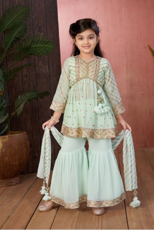 aarika-sea-green-georgette-girls-kurta-and-sharara-set-pack-of-1-none