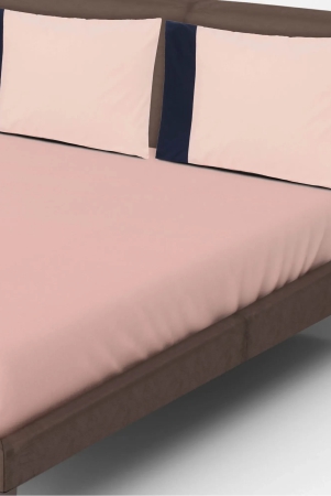 solid-colour-100-cotton-270-tc-queen-bedsheet-with-2-colour-accent-pillow-cover-peach