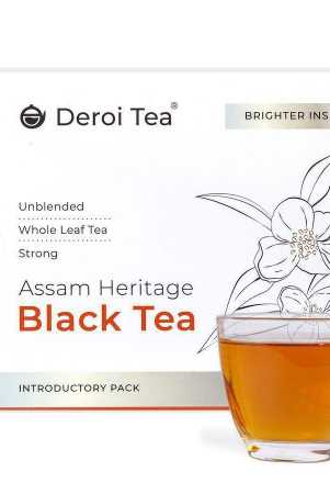 DEROI TEA Assam Heritage Black Tea | CARBON-FREE DRIED TEA | 100% Natural Whole Leaf | Assam Tea | 1Bud & 2 Leaves| Strong Flavour and Aroma - 100 gm - 100 gm - 100 gms whole leaf tea - 60 Cups