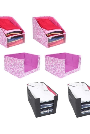 prettykrafts-multipurpose-cloth-organisers-combo-for-wardrobe-cloth-organizerspack-of-6-pink