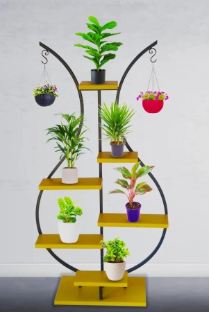 decorative-iron-6-tier-flower-pot-holder-shelf-indoor-outdoor-metal-plant-stand-space-saving-garden-planter-for-multiple-pots-black-yellow