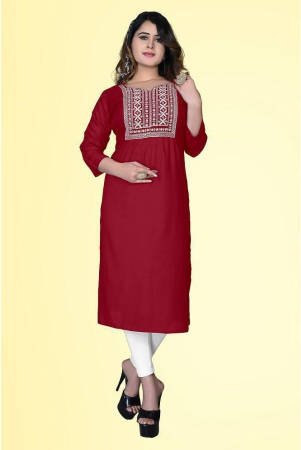 haya-fashion-maroon-rayon-womens-straight-kurti-pack-of-1-none