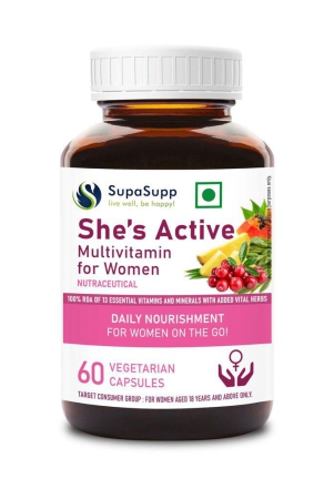 Sri Sri Tattva SupaSupp She's Active - Multivitamin For Women | Daily Nourishment For Women On The Go | Health Supplement | 60 Veg Cap, 500mg