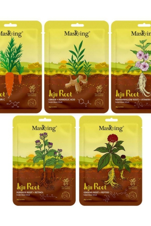 MasKing Jeju Root face sheet mask for skin Firming & Nourishing, Ideal for menand women,Pack of 5