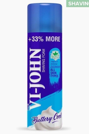 VI-JOHN All Skin Type Anti Bacterial Shaving Foam with Vitamin E & Tea Tree Oil - 300 GM