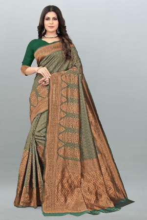 om-shantam-sarees-green-banarasi-silk-saree-with-blouse-piece-pack-of-1-green