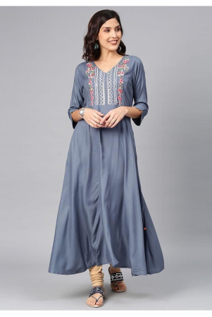 Alena - Blue Viscose Womens Flared Kurti - S