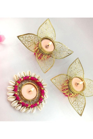 thrifkart-multicolour-floor-brass-tea-light-holder-pack-of-3