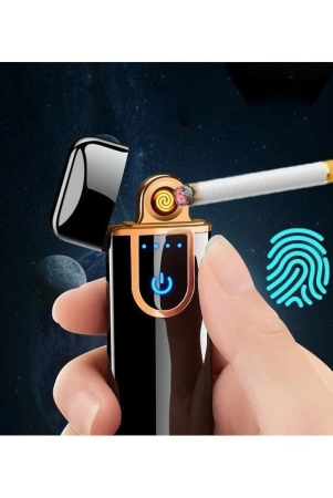 horse-fit-smart-fingerprint-sensor-lighter-with-indicator-light-compact-portable-design-smart-sensor-gas-lighter-usb-rechargeable-lighter-touch-screen-black