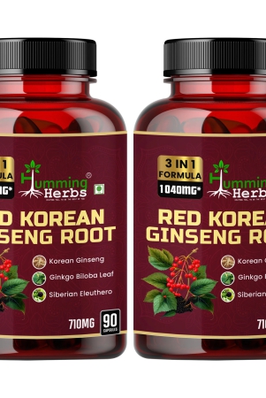 humming-herbs-red-korean-ginseng-with-ginkgo-biloba-leaf-siberian-ginseng-supports-energy-concentration-immune-system-and-improves-mental-clarity-bio-available-supplement-90-capsules-pack-of-2