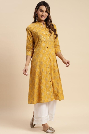 rangita-women-cotton-yellow-gold-printed-calf-length-kalidar-kurti-none