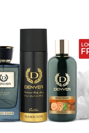 denver-gift-pack-autograph-collection-forest-wood-bodywash-refreshing-with-loofah-hamilton-caliber-200ml