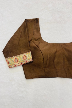 cotton-silk-brown-elbow-length-blouse-s