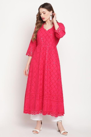 queenley-pink-cotton-womens-flared-kurti-none