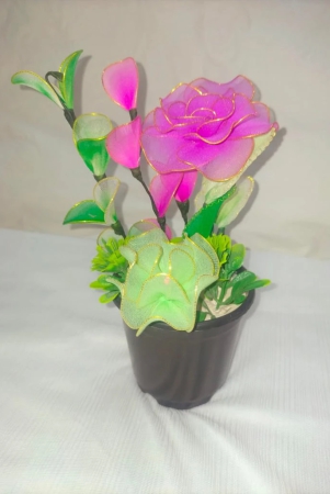 handmade-pink-nylon-artificial-flowers-with-pot