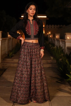 juniper-black-embroidered-skirt-top-set-none