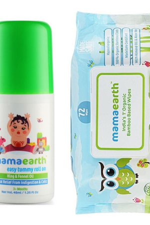 mamaearth-easy-baby-tummy-roll-on-for-digestion-colic-relief-with-hing-fennel-40ml-nd-organic-bamboo-based-baby-wipes-72-pcs-330g