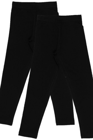 DYCA Pack of 2 Girls Cotton Blend Leggings ( Black ) - None